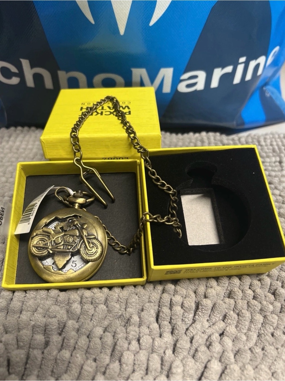 Invicta Motorcycle Pocket Watch 47mm, Bronze #79003 Motorcycle
